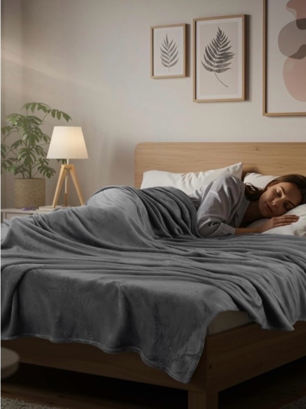 Twin Blanket Luxurious Gray Plush Throw Blanket